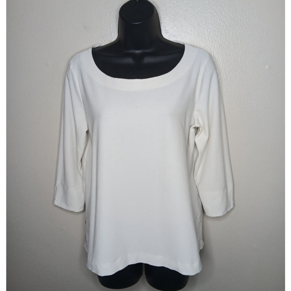Eileen Fisher Tops - Eileen Fisher Women's Medium Jersey Stretch Top Blouse White Viscose Blend
